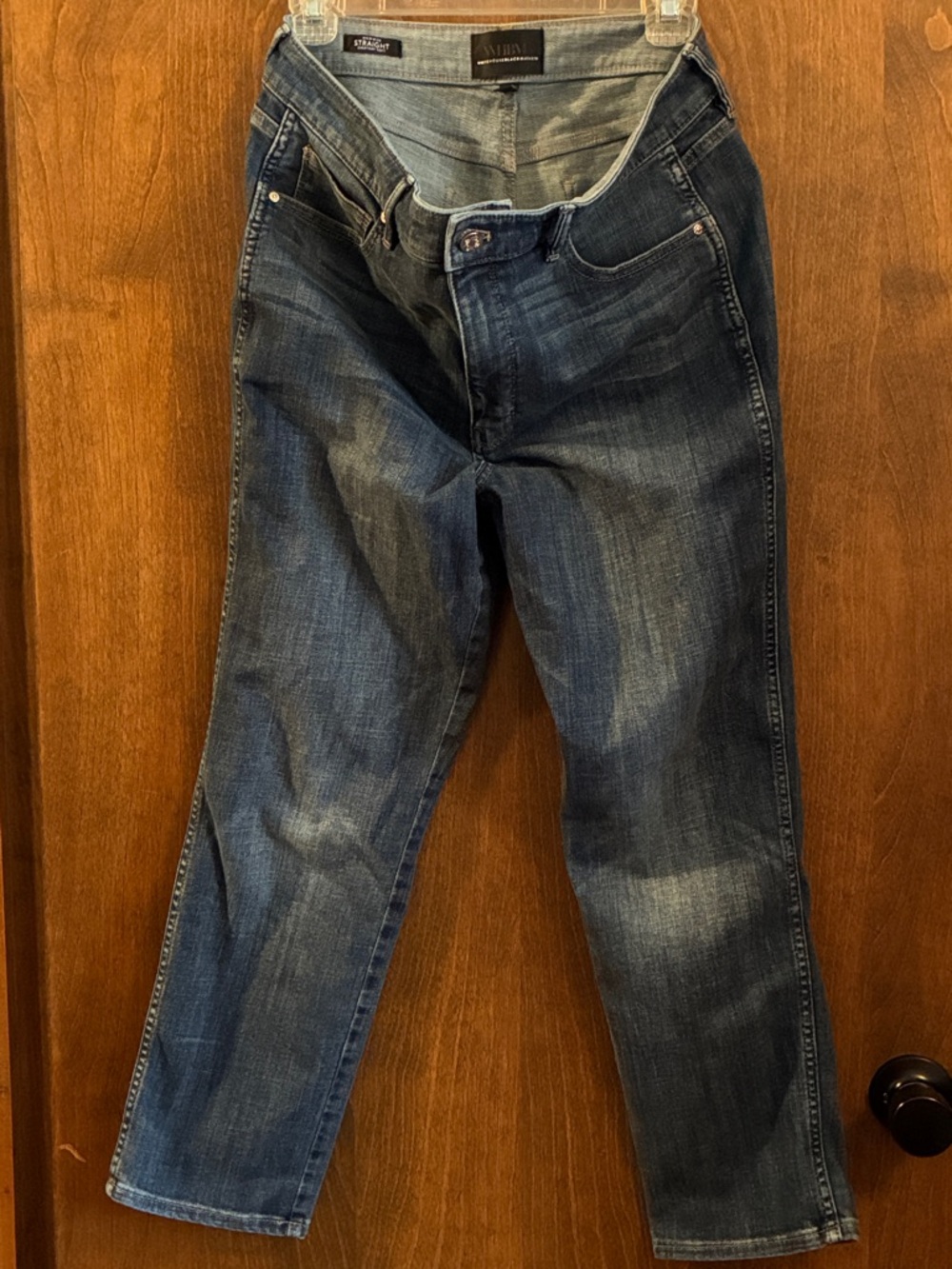 White House Black Market Woman’s Blue Straight-Leg Jeans Mid Rise